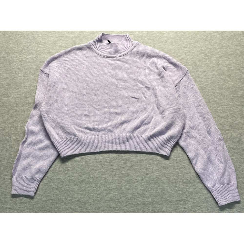 Divided by H&M Cropped Sweater Womens Small Pastel Purple Mock Neck Tight Knit